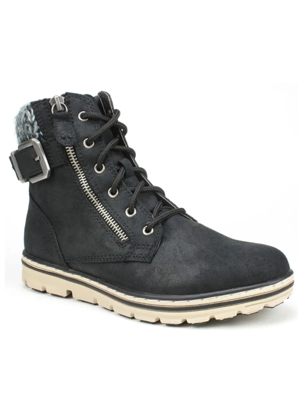 Cliffs by White Mountain Kelsie Lace-Up Boot black zipper buckle size 9 new